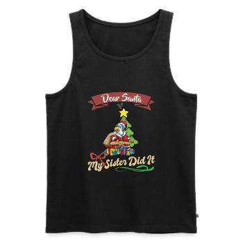Cher Père Noël Ma sœur l’a fait frères et sœurs Noël - Débardeur bio Premium Homme - noir - Devant - Michal (187cm)