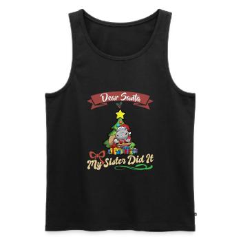 Cher Père Noël Ma sœur l’a fait frères et sœurs Noël - Débardeur bio Premium Homme - noir - Devant - Michal (187cm)