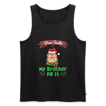 Cher Père Noël Mon frère l’a fait Frères et sœurs Noël - Débardeur bio Premium Homme - noir - Devant - AI Model Male 178 light (178cm)