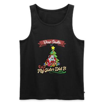 Cher Père Noël Ma sœur l’a fait frères et sœurs Noël - Débardeur bio Premium Homme - noir - Devant - Michal (187cm)