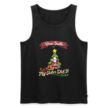Cher Père Noël Ma sœur l’a fait frères et sœurs Noël - Débardeur bio Premium Homme - noir - Devant - Michal (187cm)