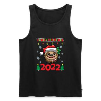 Noël en famille 2022 Drôle d’amoureux de Noël assorti - Débardeur bio Premium Homme - noir - Devant - Michal (187cm)