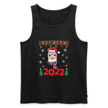Noël en famille 2022 Drôle d’amoureux de Noël assorti - Débardeur bio Premium Homme - noir - Devant - Michal (187cm)