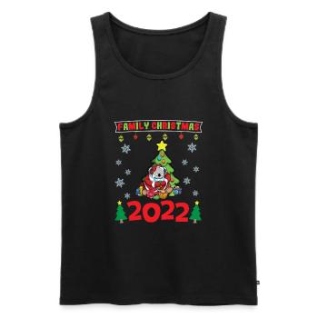 Noël en famille 2022 Drôle d’amoureux de Noël assorti - Débardeur bio Premium Homme - noir - Devant - Michal (187cm)