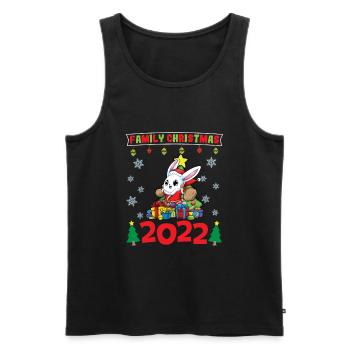 Noël en famille 2022 Drôle d’amoureux de Noël assorti - Débardeur bio Premium Homme - noir - Devant - Michal (187cm)