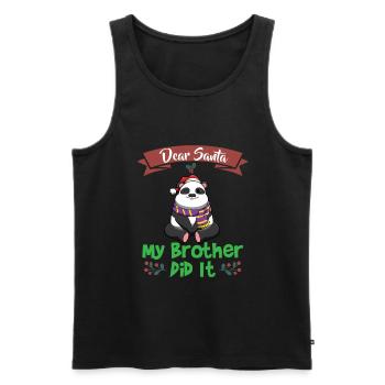 Cher Père Noël Mon frère l’a fait Frères et sœurs Noël - Débardeur bio Premium Homme - noir - Devant - AI Model Male 178 light (178cm)