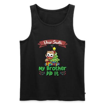 Cher Père Noël Mon frère l’a fait Frères et sœurs Noël - Débardeur bio Premium Homme - noir - Devant - AI Model Male 178 light (178cm)