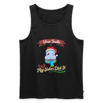 Cher Père Noël Ma sœur l’a fait frères et sœurs Noël - Débardeur bio Premium Homme - noir - Devant - Michal (187cm)