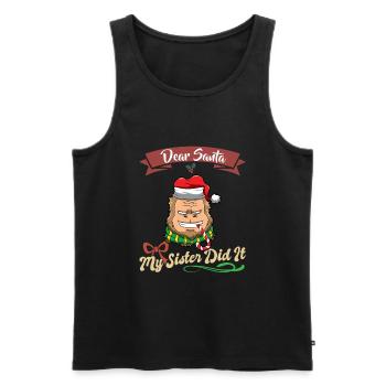 Cher Père Noël Ma sœur l’a fait frères et sœurs Noël - Débardeur bio Premium Homme - noir - Devant - Michal (187cm)
