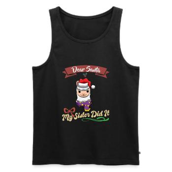 Cher Père Noël Ma sœur l’a fait frères et sœurs Noël - Débardeur bio Premium Homme - noir - Devant - Michal (187cm)