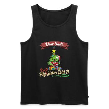 Cher Père Noël Ma sœur l’a fait frères et sœurs Noël - Débardeur bio Premium Homme - noir - Devant - Michal (187cm)