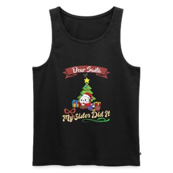 Cher Père Noël Ma soeur l'a fait Frères et sœurs Noël - Débardeur bio Premium Homme - noir - Devant - AI Model Male 178 light (178cm)