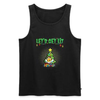 Let's Get Lit Advent Season Christmas Party X-Mas - Men's Premium Organic Tank Top - black - Front - AI Model Male 178 light (178cm)