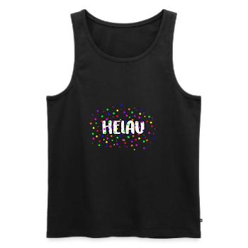 HELAU KONFETTI FASTNACHT FASCHING ROSENMONTAG FUN - Männer Premium Bio Tank Top - Schwarz - Vorne - Michal (187cm)