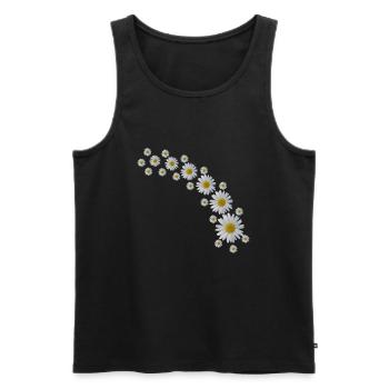 Margeriten Ranke, weiße Blumen, Blüten, floral, - Männer Premium Bio Tank Top - Schwarz - Vorne - Michal (187cm)