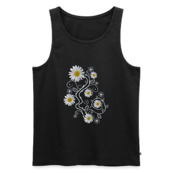 Ornament Marguerites Fleurs Marguerites - Débardeur bio Premium Homme - noir - Devant - AI Model Male 178 light (178cm)