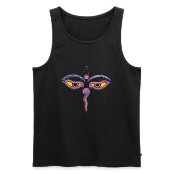 Wisdom Eyes Of Buddha - Bodhnath temple eyes 1 - Men's Premium Organic Tank Top - black - Front - Michal (187cm)