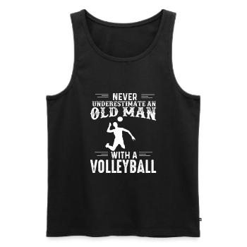 Vieil homme avec volley-ball - Débardeur bio Premium Homme - noir - Devant - Michal (187cm)