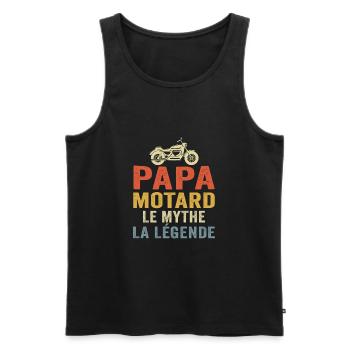 t-shirt papa motard le maythe légende - Débardeur bio Premium Homme - noir - Devant - Michal (187cm)