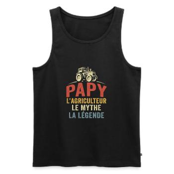 papy l'agriculteur le mayth la légende - Débardeur bio Premium Homme - noir - Devant - Michal (187cm)