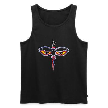 Wisdom Eyes Of Buddha - Bodhnath temple eyes 2 - Men's Premium Organic Tank Top - black - Front - Michal (187cm)