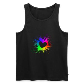 LGBT Splash Herz CSD Gay Pride Regenbogen - Männer Premium Bio Tank Top - Schwarz - Vorne - Michal (187cm)