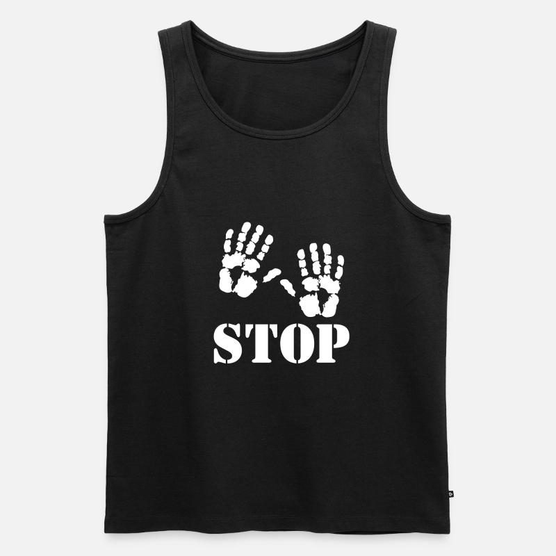 Stop - Handabdrücke - Männer Premium Bio Tank Top - Schwarz
