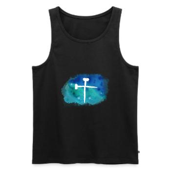 Jésus, Christ, Dieu, foi, église, chrétien - Débardeur bio Premium Homme - noir - Devant - Michal (187cm)