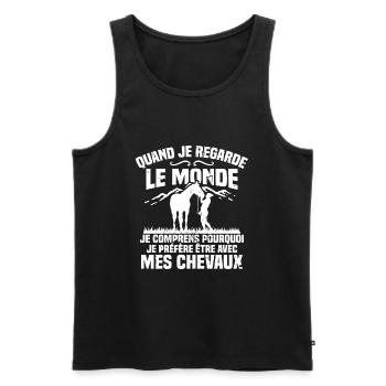 Je préfère être avec mes chevaux - Débardeur bio Premium Homme - noir - Devant - Michal (187cm)