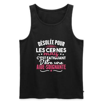 Désolée c'est fatiguant d'être une aide soignante - Débardeur bio Premium Homme - noir - Devant - Michal (187cm)