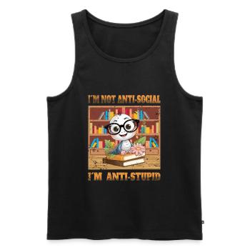 Smart Worm - Men's Premium Organic Tank Top - black - Front - AI Model Male 178 light (178cm)
