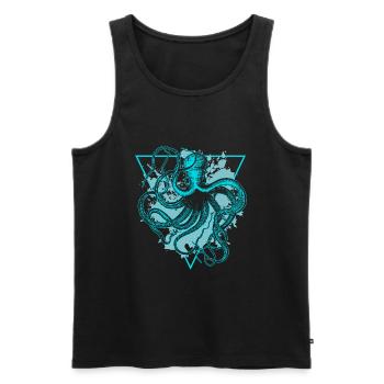 Oktopus Tintenfisch Krake - Männer Premium Bio Tank Top - Schwarz - Vorne - Michal (187cm)