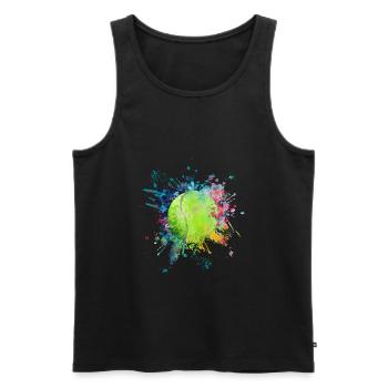 A eau explosion de couleur Splash Design Tennis Ball - Débardeur bio Premium Homme - noir - Devant - AI Model Male 178 light (178cm)