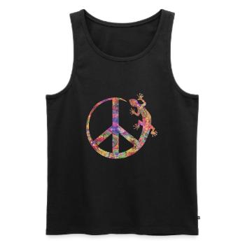 Symbol - Loving Peace Gecko Ornaments 1 - Männer Premium Bio Tank Top - Schwarz - Vorne - Michal (187cm)