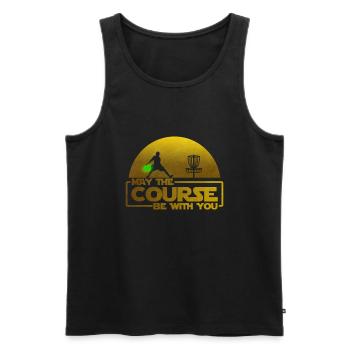 May The Course Be With You - Ultimate Frisbee Gift - Männer Premium Bio Tank Top - Schwarz - Vorne - Michal (187cm)