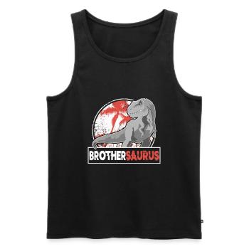BROTHERSAURIER Brother T Rex Dinosaur Dino Fan Shirt - Men's Premium Organic Tank Top - black - Front - AI Model Male 178 light (178cm)