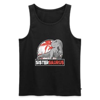 SISTERSAURIER Sister T Rex Dino Fan Shirt - Men's Premium Organic Tank Top - black - Front - AI Model Male 178 light (178cm)