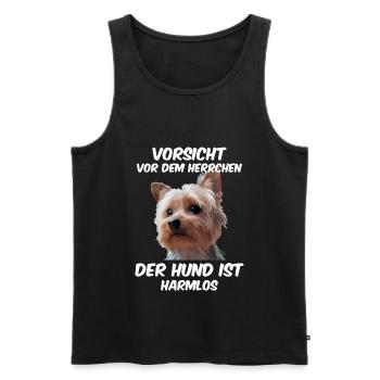 Yorkshire Terrier Vorsicht vor dem Herrchen - Männer Premium Bio Tank Top - Schwarz - Vorne - Michal (187cm)