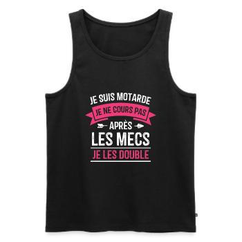 Je suis motarde, Humour cadeau motarde - Débardeur bio Premium Homme - noir - Devant - Michal (187cm)