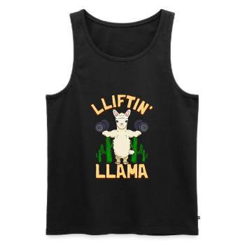 Lifting Llama - T-shirt fitness lama - Débardeur bio Premium Homme - noir - Devant - Michal (187cm)