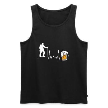 Randonnée et bière - Débardeur bio Premium Homme - noir - Devant - Michal (187cm)