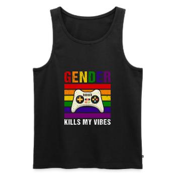 Gender kills my vibes,Gender - Men's Premium Organic Tank Top - black - Front - AI Model Male 178 light (178cm)
