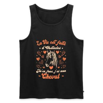 La Vie Est Faite D'obstacles - Équitation Cheval - Débardeur bio Premium Homme - noir - Devant - Michal (187cm)