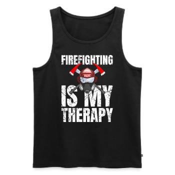 Firefighting Is My Therapy Feuerwehr - Männer Premium Bio Tank Top - Schwarz - Vorne - AI Model Male 178 light (178cm)