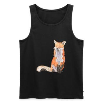 Fox sitting satisfied Fox smart foxes - Men's Premium Organic Tank Top - black - Front - AI Model Male 178 light (178cm)