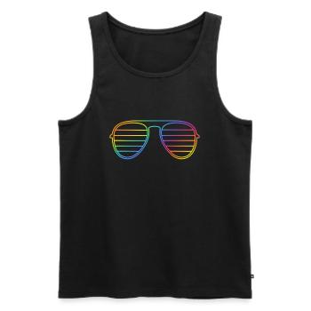 Neon Pride Brille – Minimalistisches Design - Männer Premium Bio Tank Top - Schwarz - Vorne - Michal (187cm)