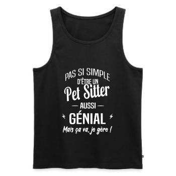 Pet Sitter - Débardeur bio Premium Homme - noir - Devant - AI Model Male 178 light (178cm)