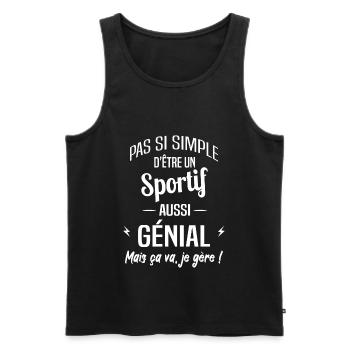 Sportif - Débardeur bio Premium Homme - noir - Devant - AI Model Male 178 light (178cm)