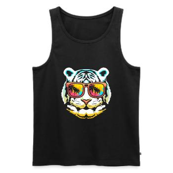Weißer Tiger - Männer Premium Bio Tank Top - Schwarz - Vorne - AI Model Male 178 light (178cm)