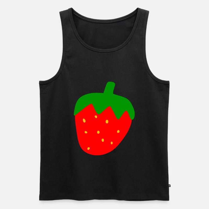 Erdbeere - Männer Premium Bio Tank Top - Schwarz